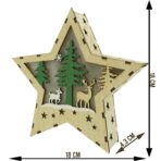 Decoratiune luminoasa, model de Stea cu Reni, maro, lungime: 18 cm, latime: 18 cm, inaltime: 4 cm, lemn, interior/exterior - imagine 6