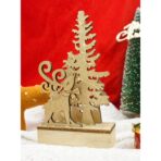 Decoratiune luminoasa, peisaj cu Cerb si Brad, maro, lungime: 11 cm, latime: 5 cm, inaltime: 19 cm, lemn, interior/exterior - imagine 2