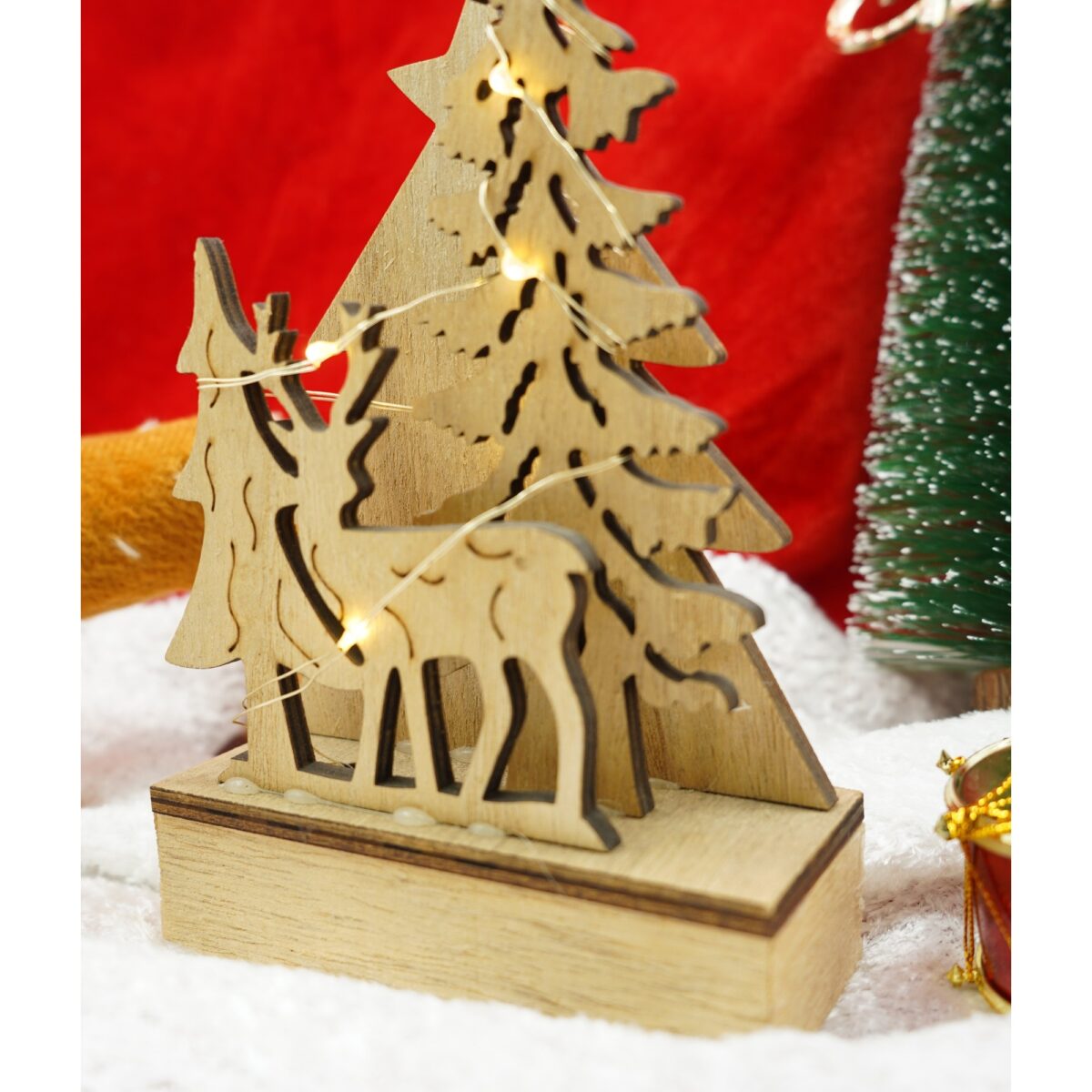 Decoratiune luminoasa, peisaj de iarna, maro, lungime: 11 cm, latime: 5 cm, inaltime: 19 cm, lemn, interior/exterior - imagine 3
