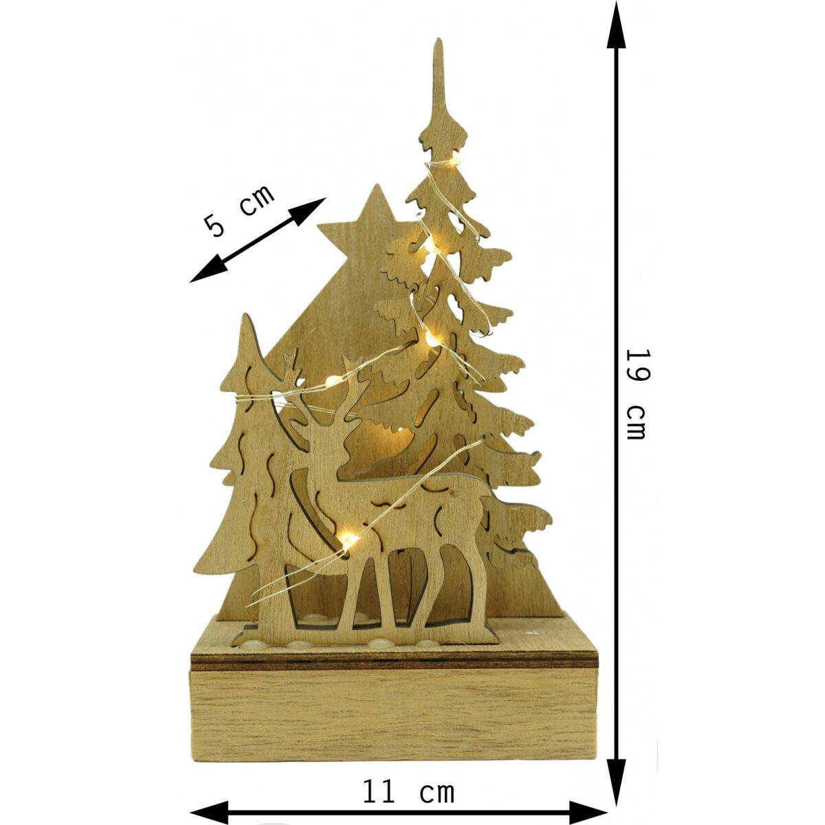Decoratiune luminoasa, peisaj de iarna, maro, lungime: 11 cm, latime: 5 cm, inaltime: 19 cm, lemn, interior/exterior - imagine 6