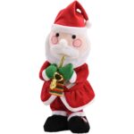 Decoratiune Mos Craciun, Embo, Animat, care Canta si Danseaza, cu Saxofon, Imbracat Festiv, 25 cm Inaltime, Rosu