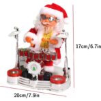 Decoratiune Mos Craciun, Embo, Animat, care Canta si Danseaza, cu Tobe, Imbracat Festiv, 20x17 cm Inaltime, Rosu - imagine 5
