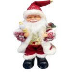 Decoratiune Mos Craciun, Embo, Animat, care Canta si Danseaza, Imbracat Festiv, 30 x 10 x 12 cm, Rosu