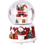 Decoratiune glob cu zapada Embo, Mos Craciun pe casa, diametru 6.5 cm, multicolor