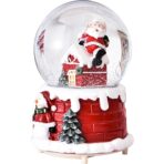 Decoratiune glob cu zapada Embo, Mos Craciun pe casa, model 2, diametru 6.5 cm, multicolor