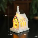 Decoratiune Ornament de Craciun, Embo, Biserica de Craciun din Rasina, Model Biserica Mica Iluminata din Interior, 8.8 x 6 x 4.5 cm, Alb - imagine 2