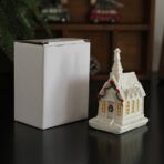 Decoratiune Ornament de Craciun, Embo, Biserica de Craciun din Rasina, Model Biserica Mica Iluminata din Interior, 8.8 x 6 x 4.5 cm, Alb - imagine 5
