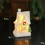 Decoratiune Ornament de Craciun, Embo, Casuta de Craciun din Rasina, Model Casa Mica Iluminata din Interior, 8.5 x 5 x 4 cm, Alb - imagine 2