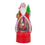 Decoratiune de Craciun, Embo, Model Mos Craciun, Felinar Glob cu Iluminare LED si Efect Zapada, 29 x 12 x 11.5 cm, Rosu