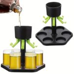 Dozator Hexagonal cu Suport pentru Shoturi, Embo, 6 Pahare, Set Complet cu Ambalaj si Cutie, Dispenser, Divizor, Joc de Baut, Negru
