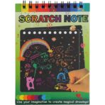 Caiet cu fise razuibile Embo, DIY Magic Scratch, 12 File, Curcubeu, Creion din Lemn, Cartonase negre, 14 x 10 cm, verde