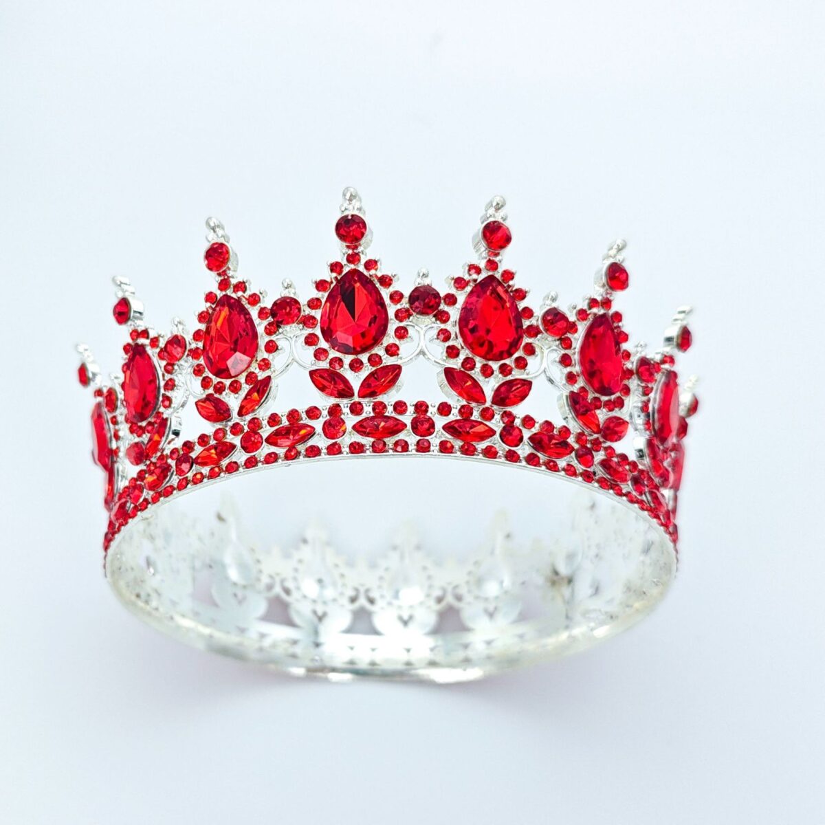 Diadema, Embo, din Aliaj, cu Cristale, Accesoriu Par, Aniversare, Nunta, Petrecere, 15.5 x 5.3 cm, Rosu - imagine 3