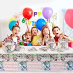 Fata de Masa, Embo, din Plastic, Imprimeu Elefanti, 180 x 108 cm, Roz - imagine 2