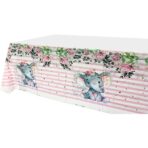 Fata de Masa, Embo, din Plastic, Imprimeu Elefanti, 180 x 108 cm, Roz - imagine 4