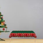Fata de Masa Festiva, Embo, Dreptunghiulara, Imprimeu Merry Christmas, Tema Craciun, Rezistenta la Apa, din PVC, 137 x 274 cm, Rosu/Verde - imagine 4