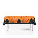 Fata de Masa, Embo, din Folie, Imprimeu Halloween - Casa Bantuita, 137 x 274 cm, Portocaliu - imagine 3