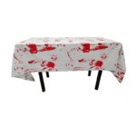 Fata de Masa, Embo, din Folie, Imprimeu Halloween - Help Me, 137 x 183 cm, Alb/Rosu