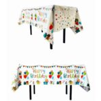 Fata de Masa, Embo, din Folie, Imprimeu Happy Birthday cu Baloane, 137 x 183 cm, Alb - imagine 2