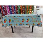 Fata de Masa, Embo, din Folie, Imprimeu Happy Birthday cu Baloane, 137 x 183 cm, Albastru - imagine 2