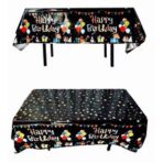 Fata de Masa, Embo, din Folie, Imprimeu Happy Birthday cu Baloane, 137 x 183 cm, Negru - imagine 2