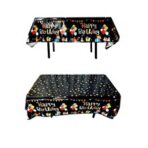Fata de Masa, Embo, din Folie, Imprimeu Happy Birthday cu Baloane, 137 x 183 cm, Negru - imagine 3