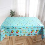 Fata de Masa, Embo, din Folie, Imprimeu Happy Birthday cu Baloane, 137 x 274 cm, Albastru - imagine 2