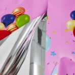 Fata de Masa, Embo, din Folie, Imprimeu Happy Birthday cu Baloane, 137 x 274 cm, Roz - imagine 2