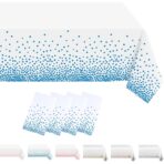 Fata de Masa, Embo, din PEVA, Imprimeu Buline, 137 x 274 cm, Impermeabila, Fara Pete, Curatare Rapida, Albastru - imagine 4