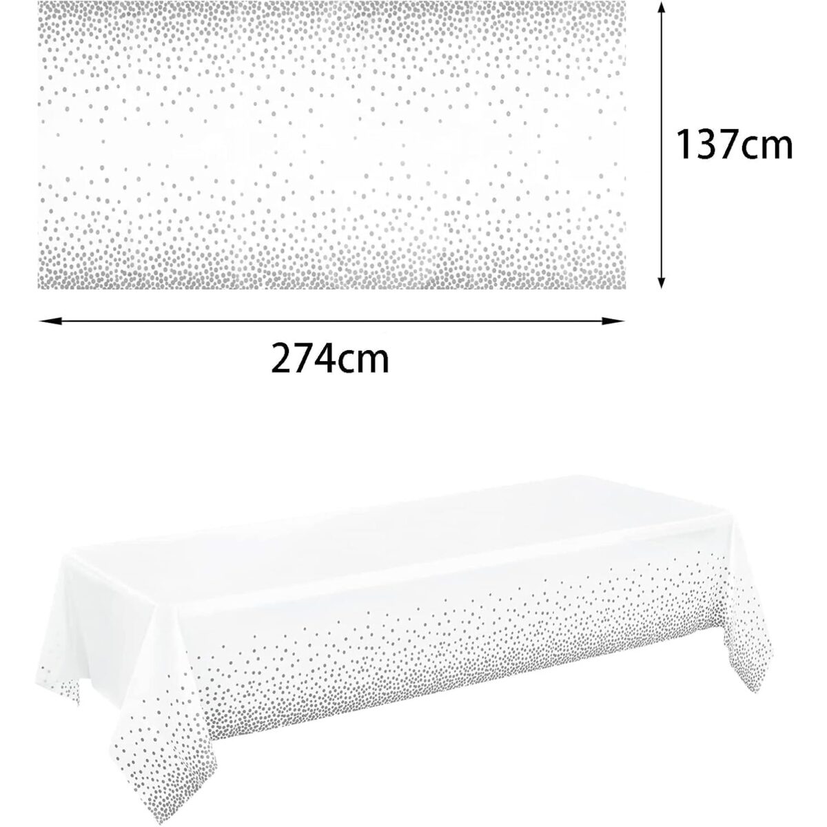 Fata de Masa, Embo, din PEVA, Imprimeu Buline, 137 x 274 cm, Impermeabila, Fara Pete, Curatare Rapida, Gri - imagine 5