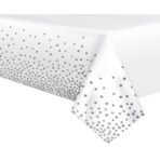 Fata de Masa, Embo, din PEVA, Imprimeu Buline, 137 x 274 cm, Impermeabila, Fara Pete, Curatare Rapida, Gri