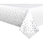 Fata de Masa, Embo, din PEVA, Imprimeu Buline, 137 x 274 cm, Impermeabila, Fara Pete, Curatare Rapida, Gri