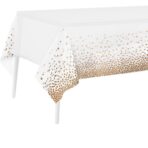 Fata de Masa, Embo, din PEVA, Imprimeu Buline, 137 x 274 cm, Impermeabila, Fara Pete, Curatare Rapida, Maro
