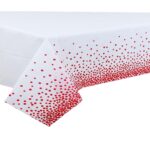 Fata de Masa, Embo, din PEVA, Imprimeu Buline, 137 x 274 cm, Impermeabila, Fara Pete, Curatare Rapida, Rosu
