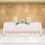 Fata de Masa, Embo, din PEVA, Imprimeu Buline, 137 x 274 cm, Impermeabila, Fara Pete, Curatare Rapida, Roz Gold - imagine 3