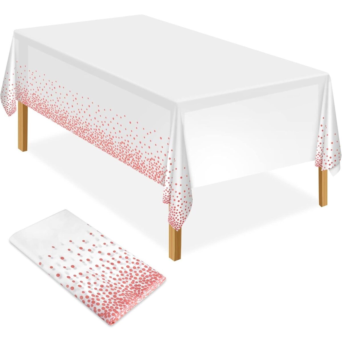 Fata de Masa, Embo, din PEVA, Imprimeu Buline, 137 x 274 cm, Impermeabila, Fara Pete, Curatare Rapida, Roz Gold - imagine 6