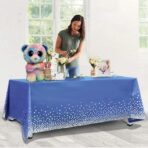 Fata de Masa, Embo, din PEVA, Imprimeu Buline Argintii, 137 x 274 cm, Impermeabila, Fara Pete, Curatare Rapida, Albastru Inchis - imagine 4