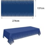 Fata de Masa, Embo, din PEVA, Imprimeu Buline Argintii, 137 x 274 cm, Impermeabila, Fara Pete, Curatare Rapida, Albastru Inchis - imagine 6