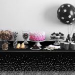 Fata de Masa, Embo, din PEVA, Imprimeu Buline Argintii, 137 x 274 cm, Impermeabila, Fara Pete, Curatare Rapida, Negru - imagine 4