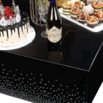 Fata de Masa, Embo, din PEVA, Imprimeu Buline Argintii, 137 x 274 cm, Impermeabila, Fara Pete, Curatare Rapida, Negru - imagine 5