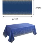 Fata de Masa, Embo, din PEVA, Imprimeu Buline Aurii, 137 x 274 cm, Impermeabila, Fara Pete, Curatare Rapida, Albastru Inchis - imagine 3