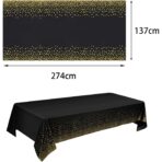 Fata de Masa, Embo, din PEVA, Imprimeu Buline Aurii, 137 x 274 cm, Impermeabila, Fara Pete, Curatare Rapida, Negru - imagine 3