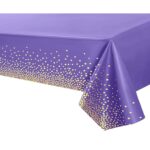 Fata de Masa, Embo, din PEVA, Imprimeu Buline Aurii, 137 x 274 cm, Impermeabila, Fara Pete, Curatare Rapida, Mov