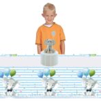 Fata de Masa, Embo, din Plastic, Imprimeu Elefanti, 180 x 108 cm, Albastru - imagine 3