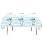 Fata de Masa, Embo, din Plastic, Imprimeu Elefanti, 180 x 108 cm, Albastru