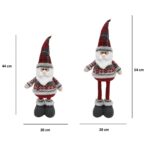 Figurina Decorativa, Pentru Craciun, Embo, Mos Craciun, Picioare Telescopice, Inaltime Reglabila 44-54cm, Bluza cu Fulgi, Rosu/Gri - imagine 2