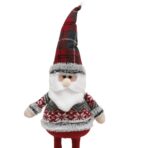 Figurina Decorativa, Pentru Craciun, Embo, Mos Craciun, Picioare Telescopice, Inaltime Reglabila 44-54cm, Bluza cu Fulgi, Rosu/Gri - imagine 4