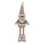 Figurina Decorativa, Pentru Craciun, Embo, Mos Craciun, Picioare Telescopice, Inaltime Reglabila 44-54cm, Bluza cu Paiete, Roz - imagine 5