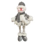 Figurina Decorativa, Pentru Craciun, Embo, Om de Zapada, Picioare Telescopice, Inaltime Reglabila 33- 70 cm, Pantaloni Luciosi, Alb/Argintiu - imagine 3