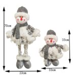 Figurina Decorativa, Pentru Craciun, Embo, Om de Zapada, Picioare Telescopice, Inaltime Reglabila 33- 70 cm, Pantaloni Luciosi, Alb/Argintiu - imagine 4
