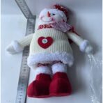 Figurina Decorativa, Pentru Craciun, Embo, Om de Zapada, Picioare Telescopice, Inaltime Reglabila 44-54cm, Caciula cu Inimioare, Alb/Rosu - imagine 6